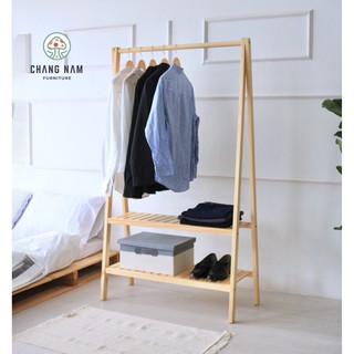 GIÁ TREO QUẦN ÁO CHỮ A HÀN QUỐC 2 TẦNG LẮP RÁP - NGANG 86CM - MÀU GỖ TỰ NHIÊN - NỘI THẤT CHANG NAM