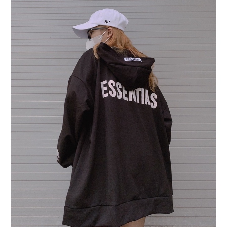 [ ẢNH THẬT ] ÁO KHOÁC NỈ ESSENTIAL TRẮNG / ĐEN FORM RỘNG OVERSIZE (ẢNH THẬT SHOP CHỤP)