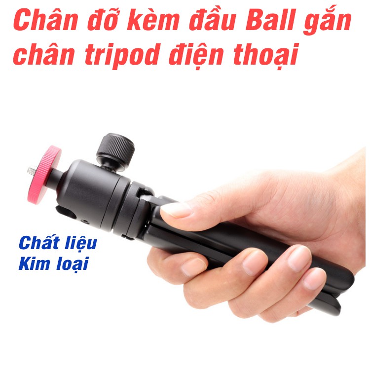 Chân đỡ mini máy ảnh, gimbal điện thoại kiêm tay cầm bằng kim loại