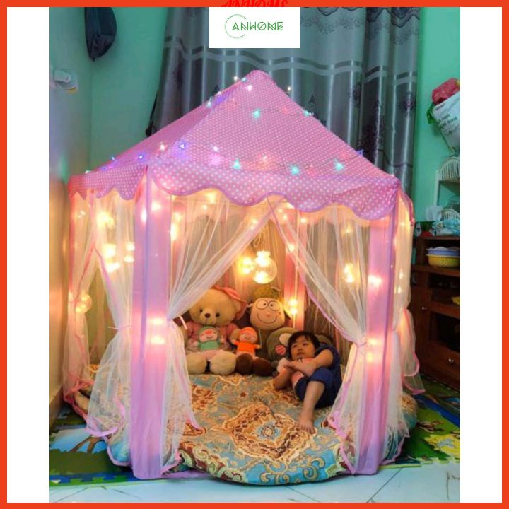 Lều ngủ Hàn Quốc cho bé làm lâu đài công chúa (tặng đèn led đom đóm 3m)