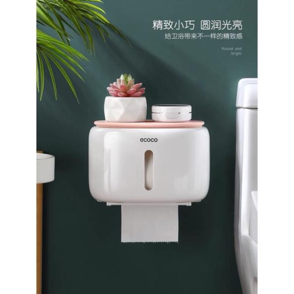 Hộp đựng giấy vệ sinh tròn bầu nắp bấm 1 ngăn, 2 ngăn dán tường Ecoco cao cấp