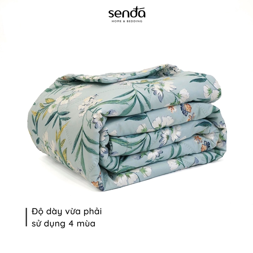 Chăn chần Sen Đá thô lụa 100% cotton twill họa tiết hoa lá, mền 4 mùa 2m2 x 2m (nhiều mẫu)