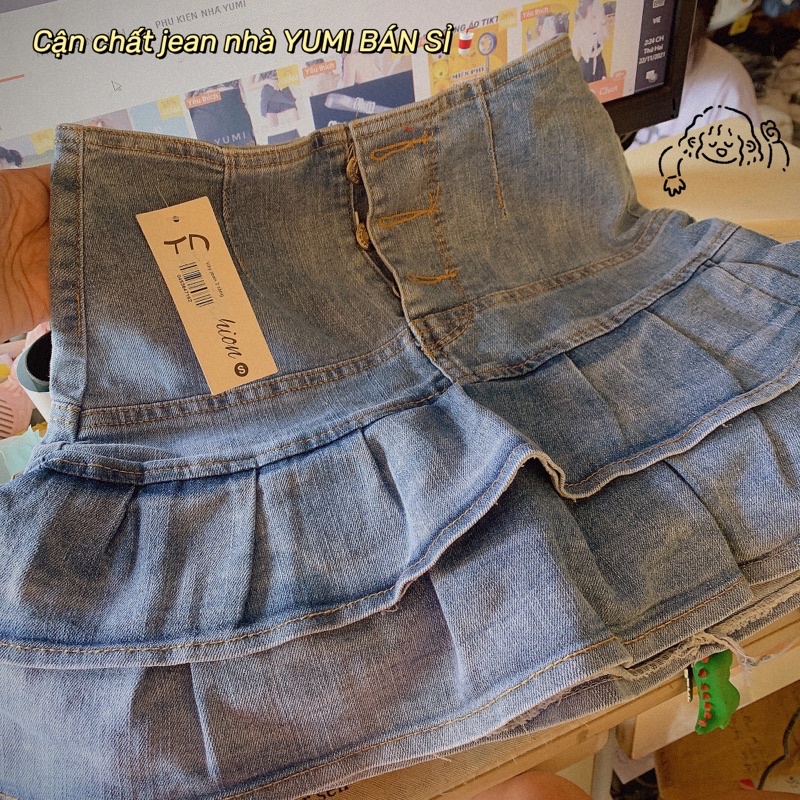Chân Váy Jean Đuôi Cá Xòe Chữ A Có Quần Bảo Hộ  Chân Váy Xòe Dáng Ngắn Phong Cách Hàn Quốc YUMI BÁN SỈ