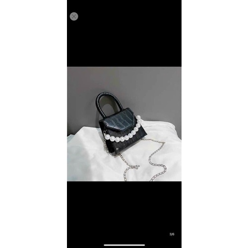 Túi Đeo Chéo Mini Phối Quai Ngọc, Túi Xách Nữ Da Rắn