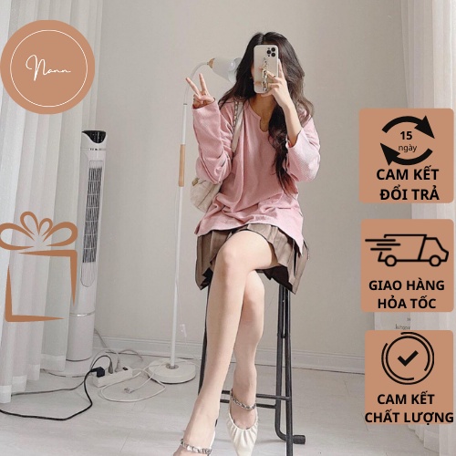 Áo Len Tăm,Áo Len Nữ Mỏng Form Rộng Dài Tay Dáng Rộng Thoải Mái Vintage Phong Cách Hàn Quốc NANN