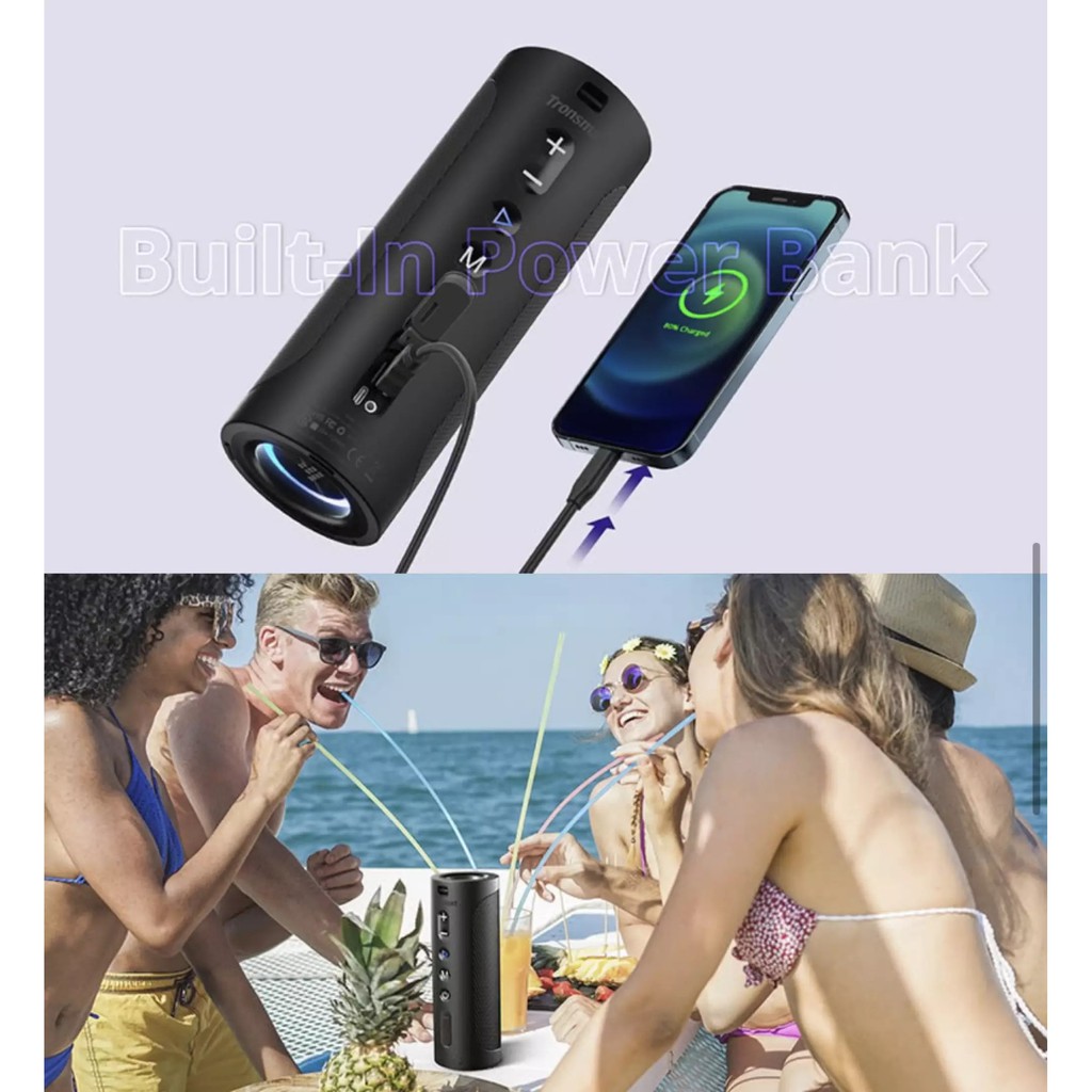 Tronsmart T6 Pro Bluetooth 5.0 45W Cổng sạc Type-C, Chống thấm nước IPX6, Thời gian chơi 24 giờ