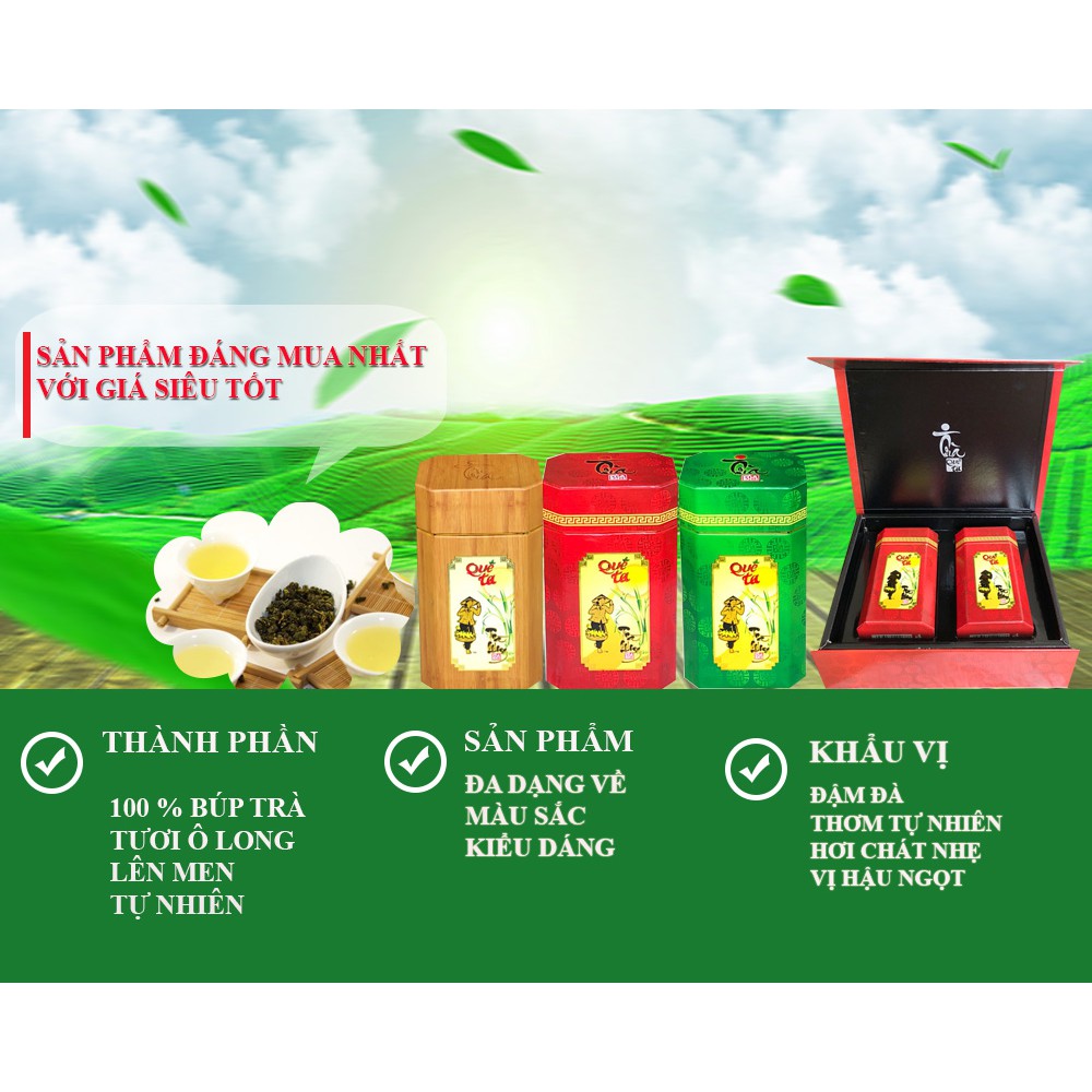(Tặng gói cà phê) Trà ô long Quê Ta nguyên chất, uống trà olong giúp giảm cân hiệu quả -4 gói x 100g | BigBuy360 - bigbuy360.vn