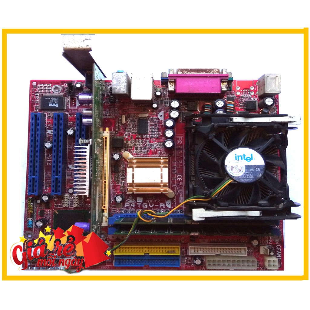 Combo main Biostar P4TGV-R - DDRam1 512MB - VGA Card AGP - CPU chân kim socket 478 decor