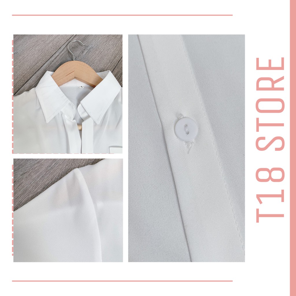 Áo sơ mi nữ kiểu công sở đi học form rộng tay ngắn đẹp T18 STORE SM07