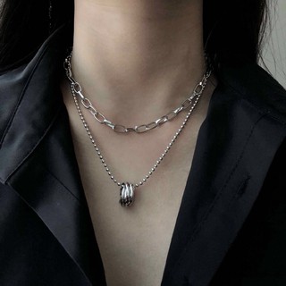 Chocker dây chuyền kim loại cá tính màu bạc (mua 1 được 2 dây tách rời)