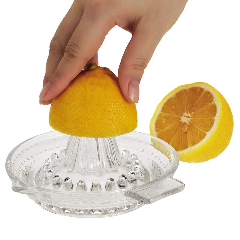 2 Pack Glass Citrus Juicer with Handle and Pour Spout, Manual Juicer