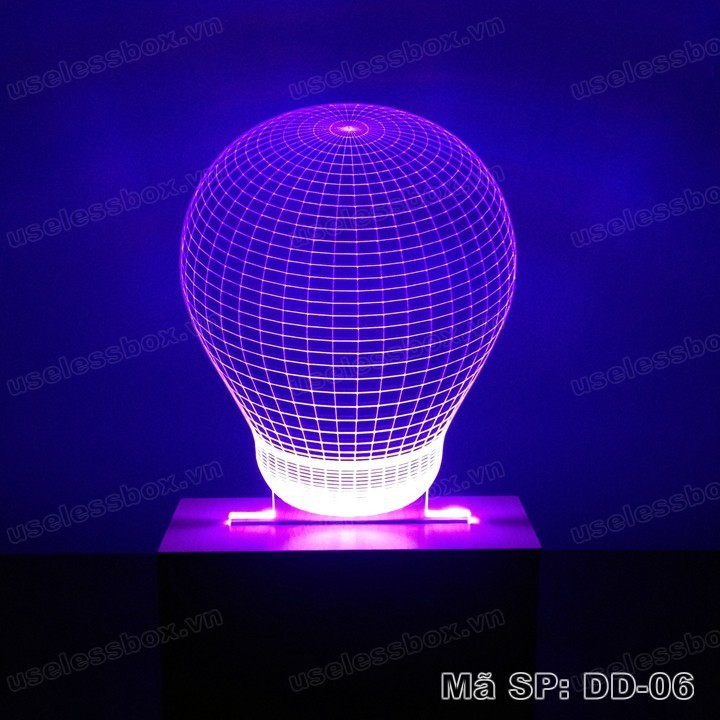 Đèn ngủ 3D đế gỗ❤️FREESHIP❤️ - Hình bóng đèn Bulb - 16 màu có remote