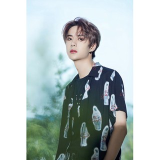 Áo sơ mi in hoạt hình ngắn tay phong cách mùa thu hè màu xanh đen sơmi Vương Nhất Bác( Yibo)