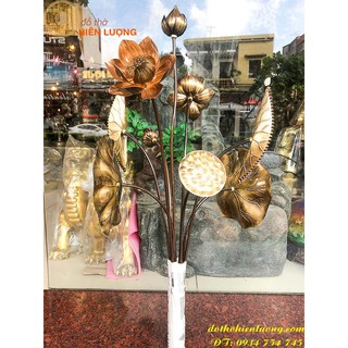 Bó Hoa Sen Màu Giả Cổ Bằng Đồng