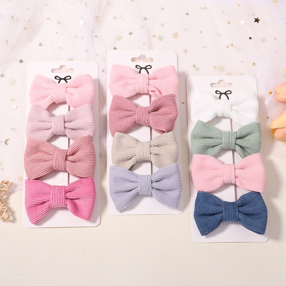 Set 4 kẹp tóc RAINBOW BOWS nơ 3'' màu sắc ngọt ngào cho bé gái