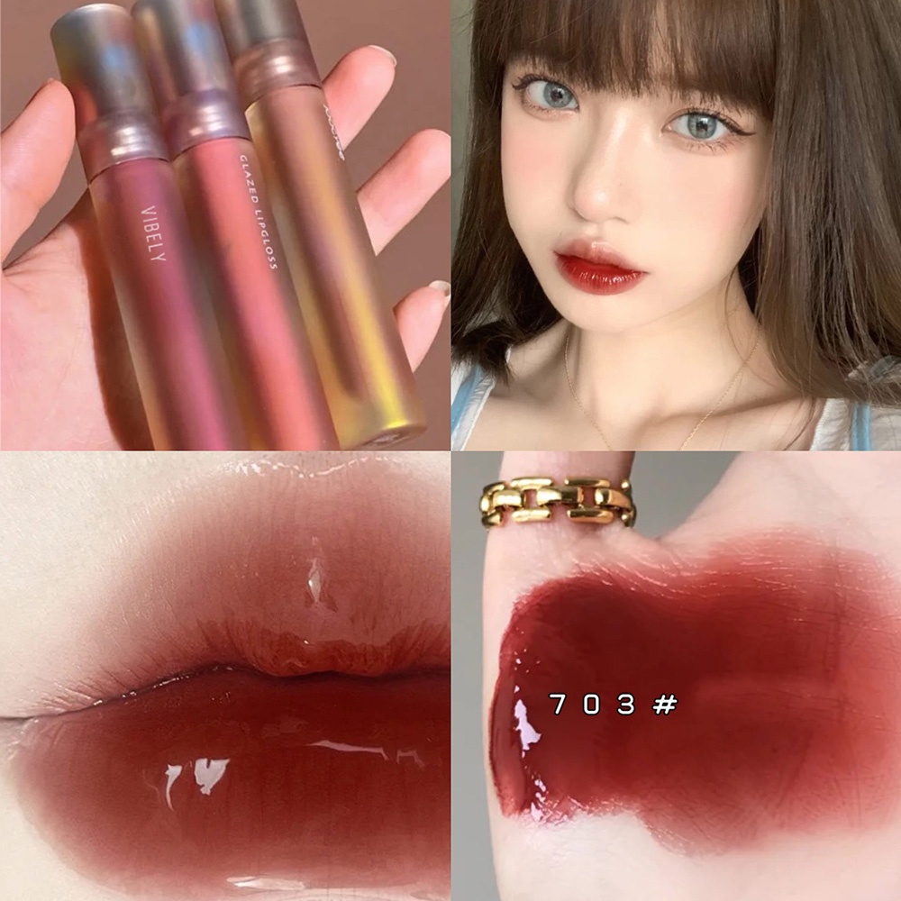 (Hàng Mới Về) Son Bóng Vibely Dưỡng Ẩm Chống Nước Lâu Phai Tiện Dụng