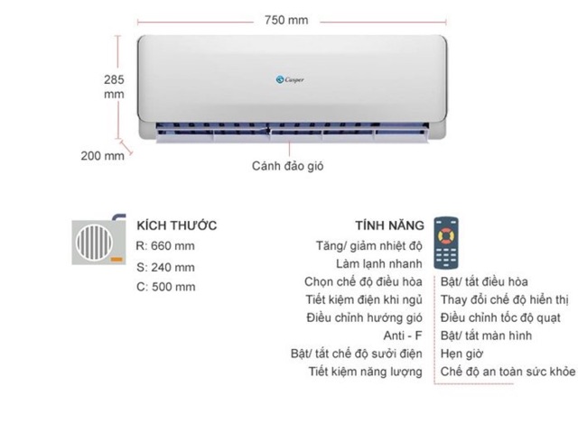 MIỄN PHÍ VẬN CHUYỂN & LẮP ĐẶT KV HÀ NỘI - Điều hoà 1 chiều Casper EC-09TL22