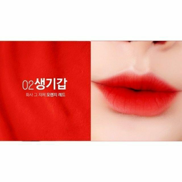 (auth 100%) son bbia 02 coral red (đỏ cam) last velvet lip tint