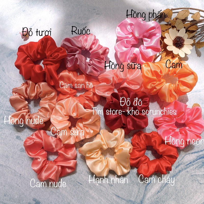 { Ảnh thật} SCRUNCHIES SATIN HỒNG KEM NUDE - CỘT TÓC NỮ XINH XẮN