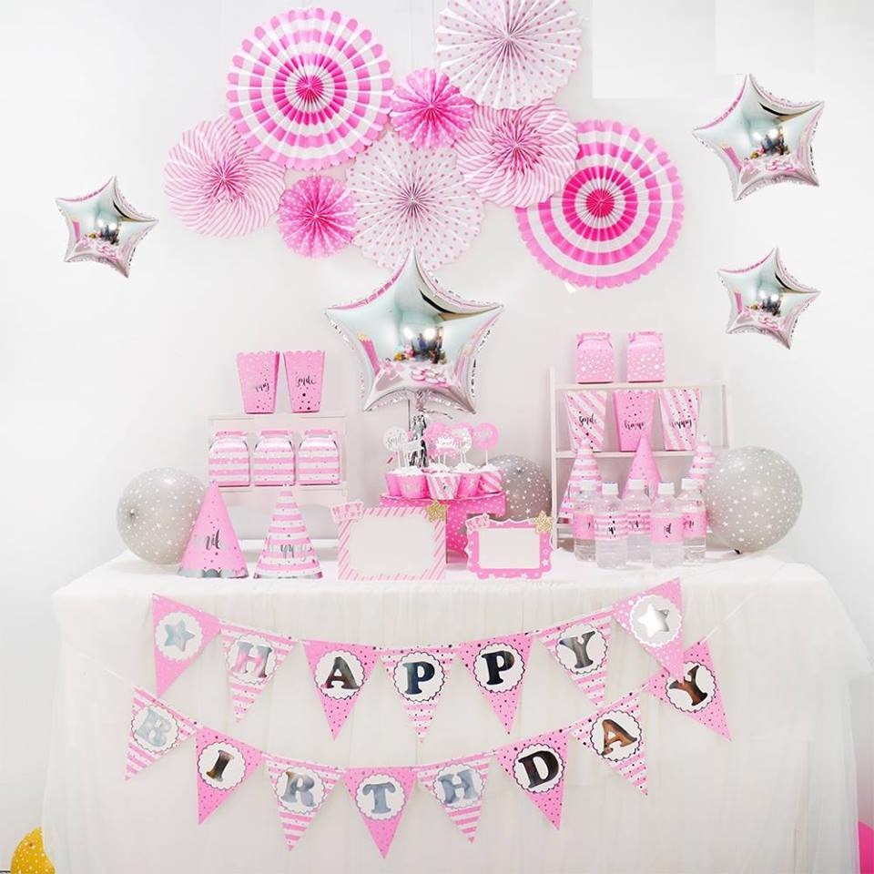 ( nhắn tin chọn mầu ) Set 6 hoa giấy trang trí tiệc sinh nhật - tiệc thôi nôi - trang trí đám cưới