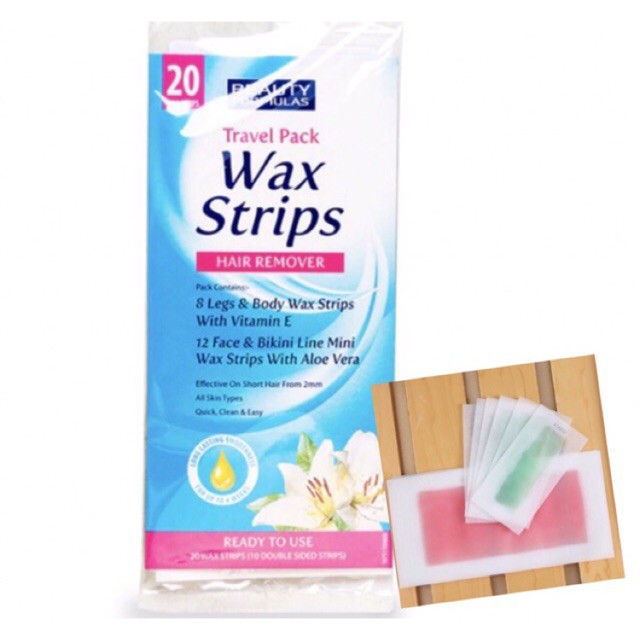 Miếng dán tẩy lông du lịch Beauty Formulas Wax Strips Hair Remover Travel Pack 20 lần | BigBuy360 - bigbuy360.vn