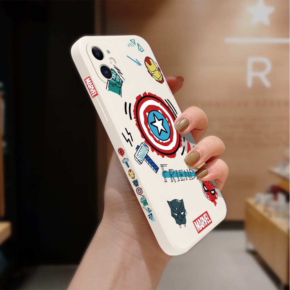 Ốp điện thoại silicon dẻo viền vuông in logo Marvel Avengers thời trang cho iPhone 12 Pro 12 Mini 12 Pro Max