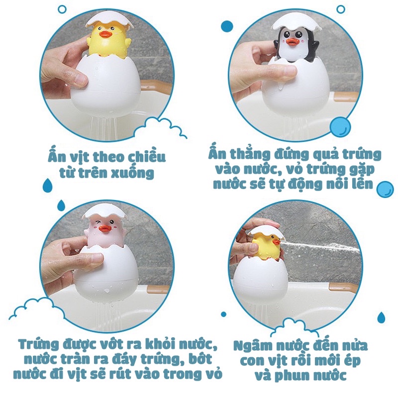 Đồ Chơi Bồn Tắm Trứng Nở Vịt ( Chim Cánh Cụt)  Thả Bồn Tắm Phun Nước Cho Bé