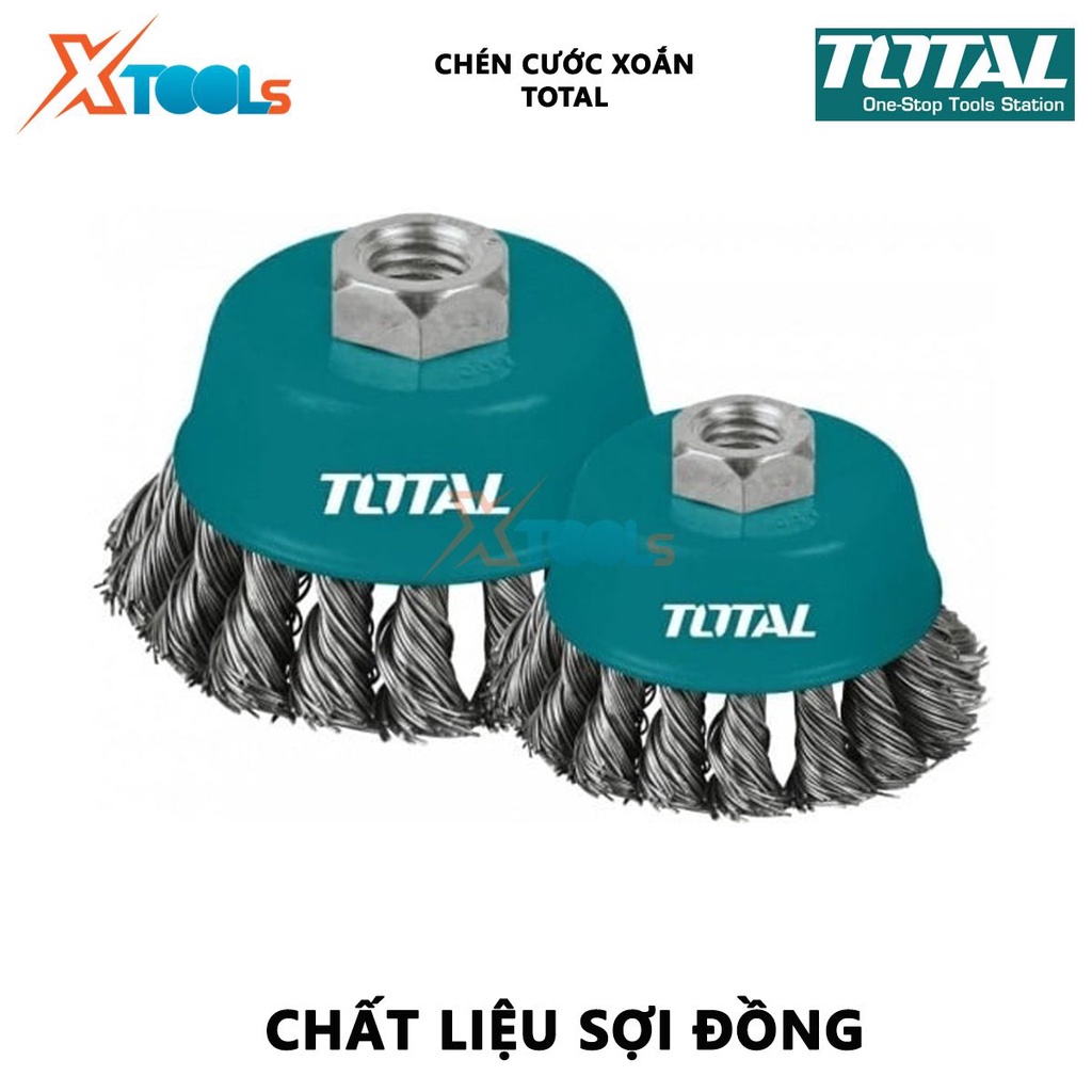 Chén cước thép xoắn TOTAL | Chén cước thau xoắn kích thước 75 - 125 mm. [CHÍNH HÃNG] [XTOOLs]