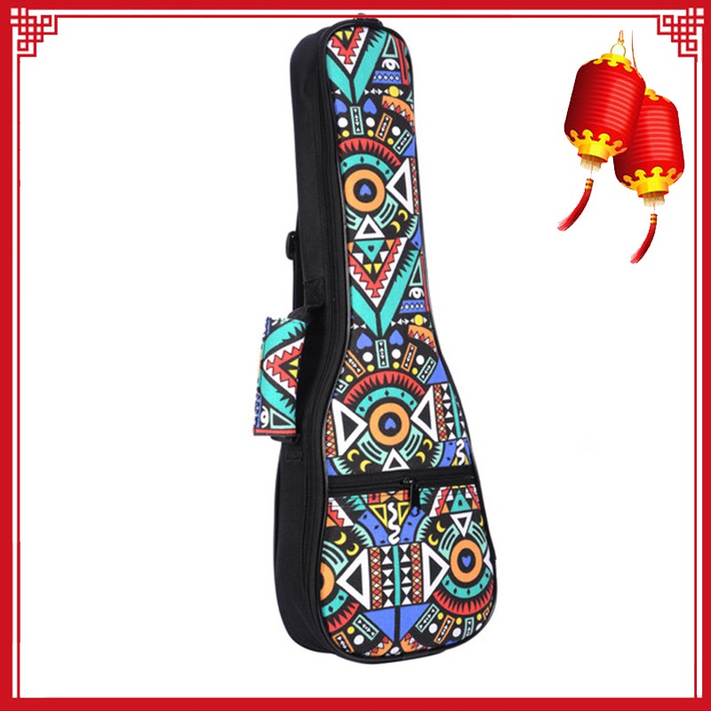 Hộp đựng đàn guitar ukulele vải cotton họa tiết thổ dân có đệm với 2 dây đeo