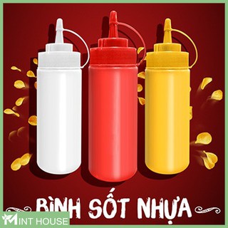 Bình đựng nước sốt chai đựng sốt 24oz Squeeze Sauce Ketchup Mustard Bottles Lid Oil 720ml