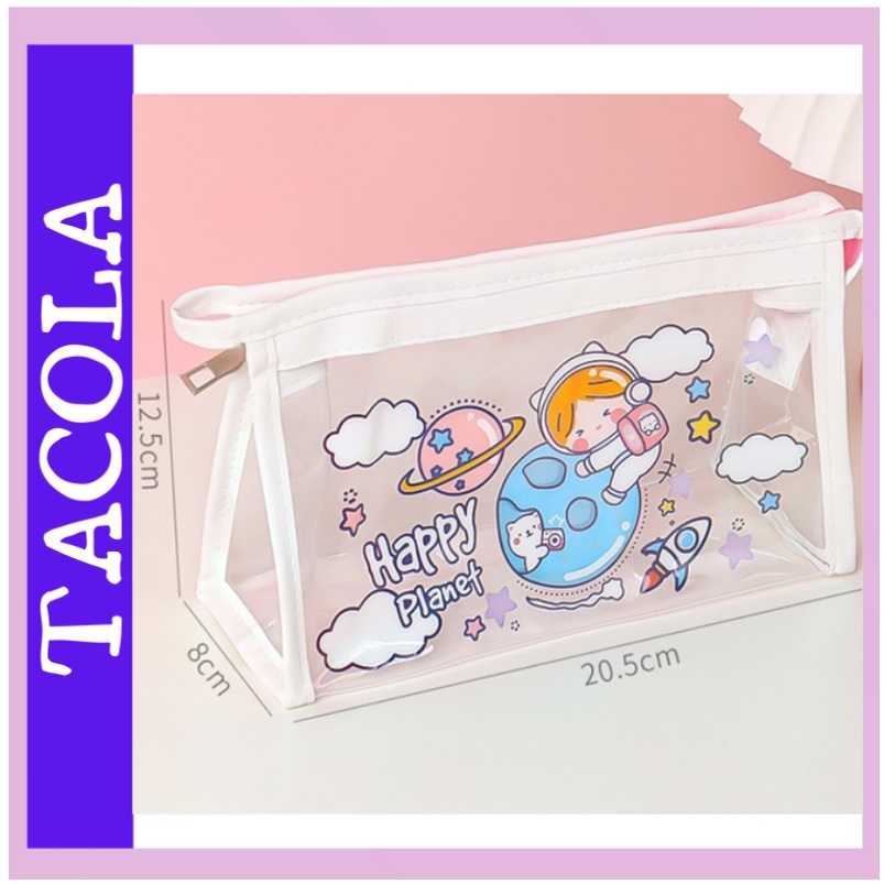 Túi đựng bút trong suốt TACOLA, túi đựng đồ dùng cá nhân hình hoạt hình HB04