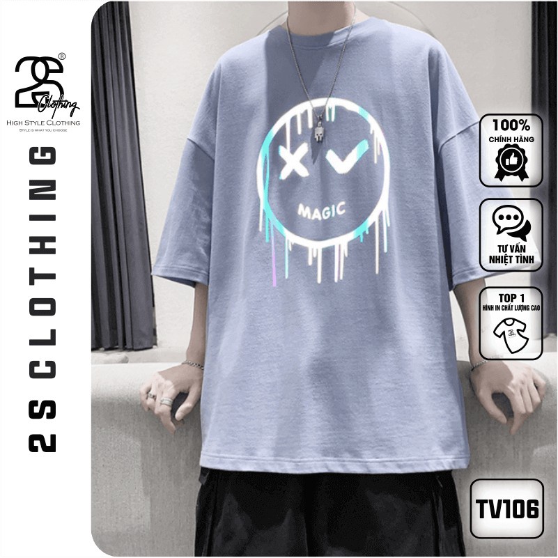 Áo phông nam nữ form rộng tay lỡ mặt cười Magic, áo thun polo local brand -BeNAcuteshop | BigBuy360 - bigbuy360.vn