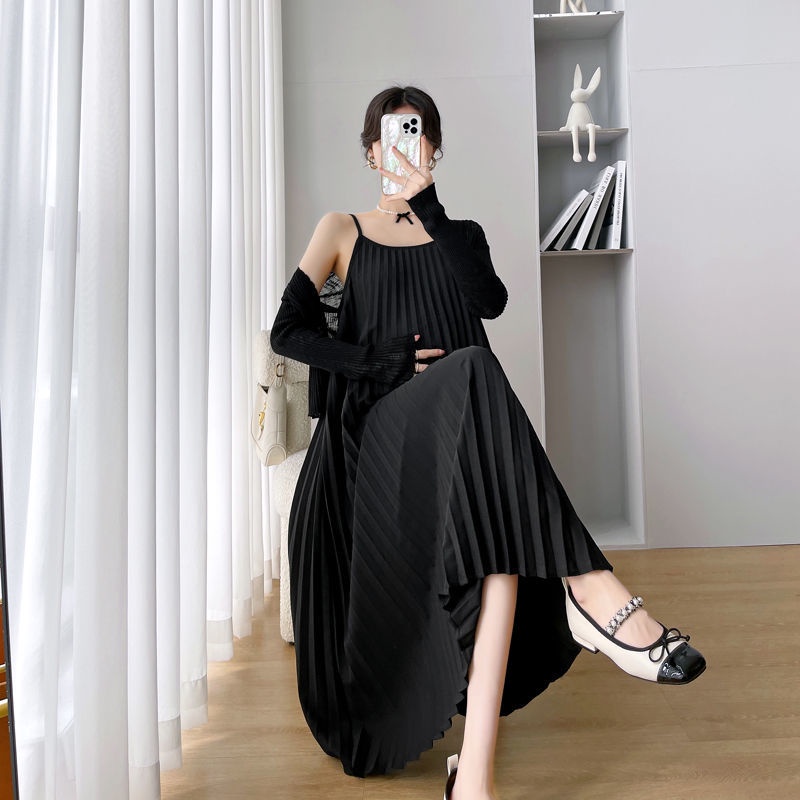 Đầm Bầu Hai Dây Vải Voan Dáng Dài Cỡ Lớn Thời Trang Xinh Xắn
