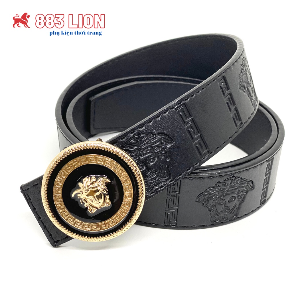 Thắt Lưng Nam - Dây Nịt Nam Mặt Versace Da Tổng Hợp PVC Màu Đen Bền Đẹp Mẫu Mới 2021