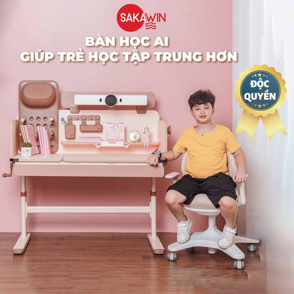 Bộ bàn học chống gù Sakawin AISmart X120, Bàn học thông minh cho bé, Nâng hạ chiều cao linh hoạt