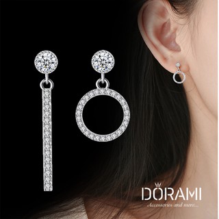 Bông tai so le bất đối xứng 2 bên lấp lánh phụ kiện trang sức thời trang style hàn quốc mẫu mới nhất 2019 - dorami