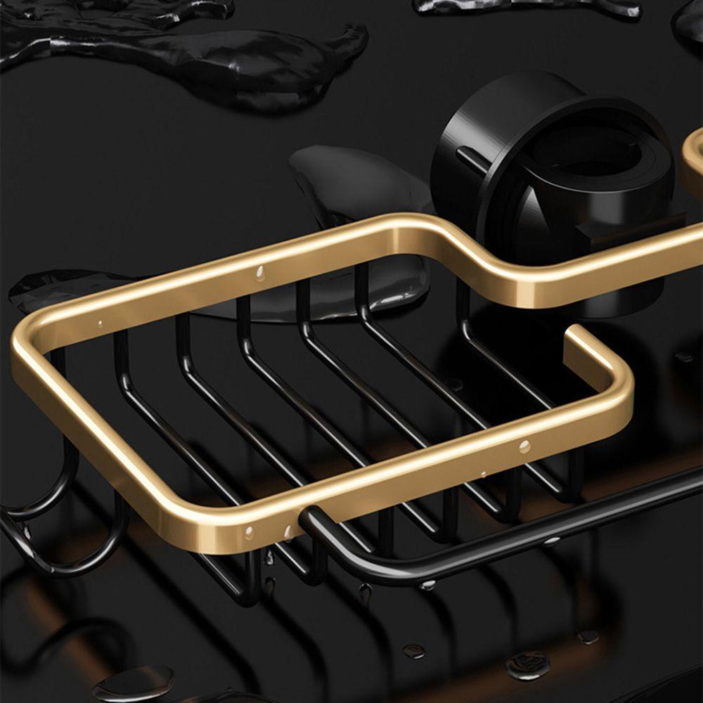 KUNHEV Giá Đỡ Bọt Biển Rửa Chén / Xà Phòng Bằng Nhôm Chống Rỉ Sét Kèm Móc Tre