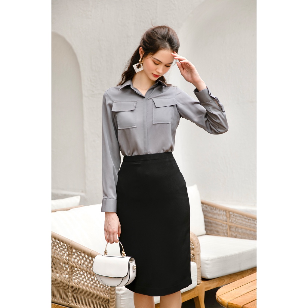 Áo Sơ Mi Nữ Công Sở GILLEE Thiết Kế Túi Hộp Kèm Cà Vạt Tulip