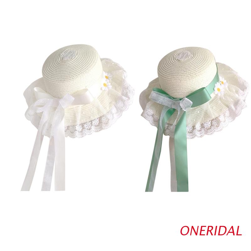 Nón Cói Rộng Vành Phối Ruy Băng Ren Thắt Nơ Phong Cách Lolita Cổ Điển