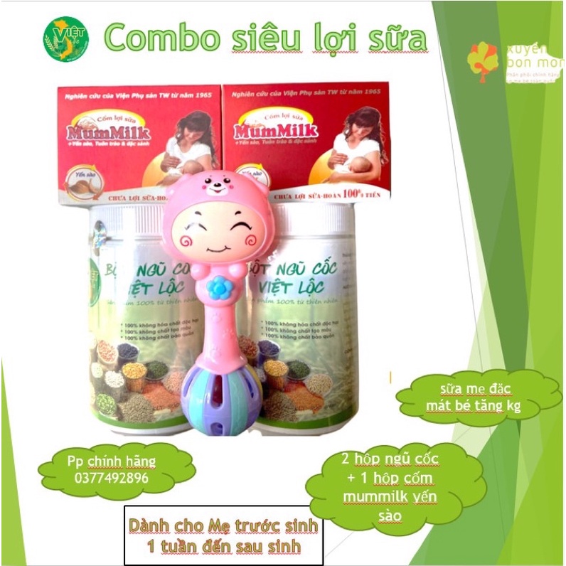 2 Ngũ cốc lợi sữa + 2 cốm lợi sữa mummilk yến sào - Chưa lợi sữa công ty hoàn tiền - Freeship - Sữa mẹ đặc sánh
