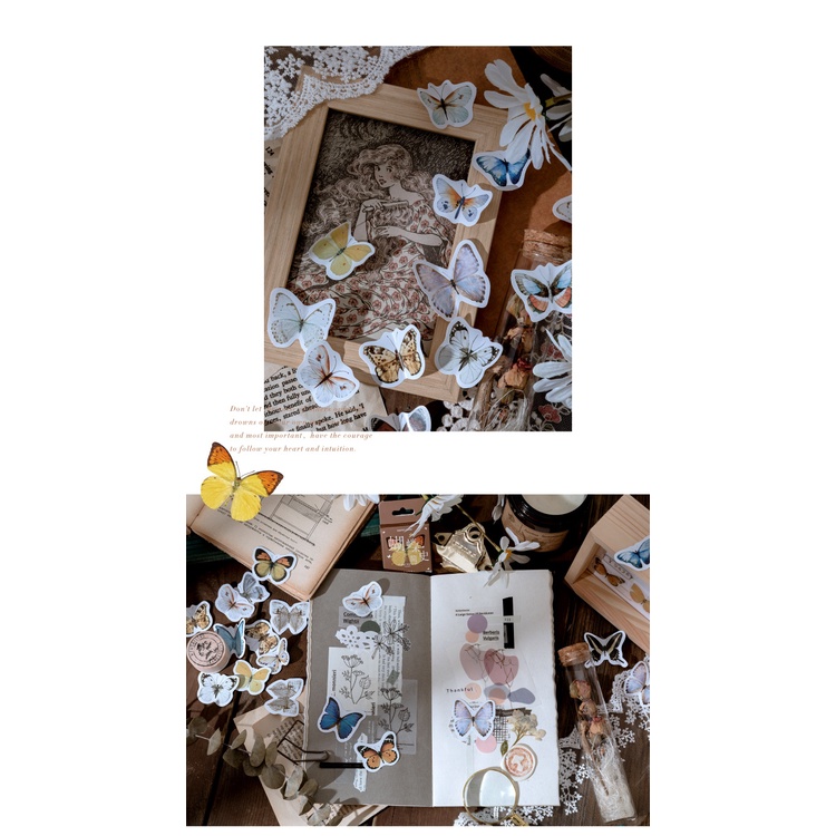 Bộ 46 Miếng Dán Trang Trí Sổ Tay Hình Bướm