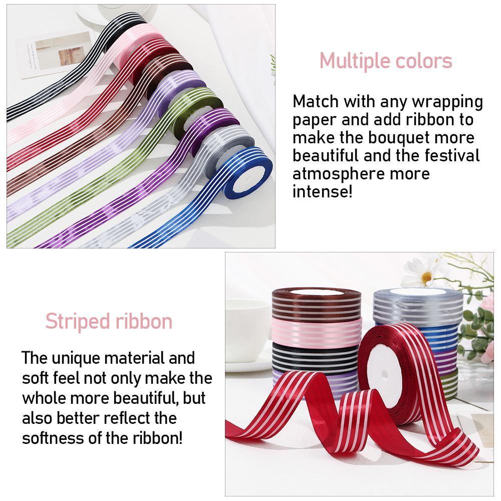 UUMIR Dây Ruy Băng Bằng Satin Kẻ Sọc 1inch 25Yard Dùng Gói Quà Tại Nhà