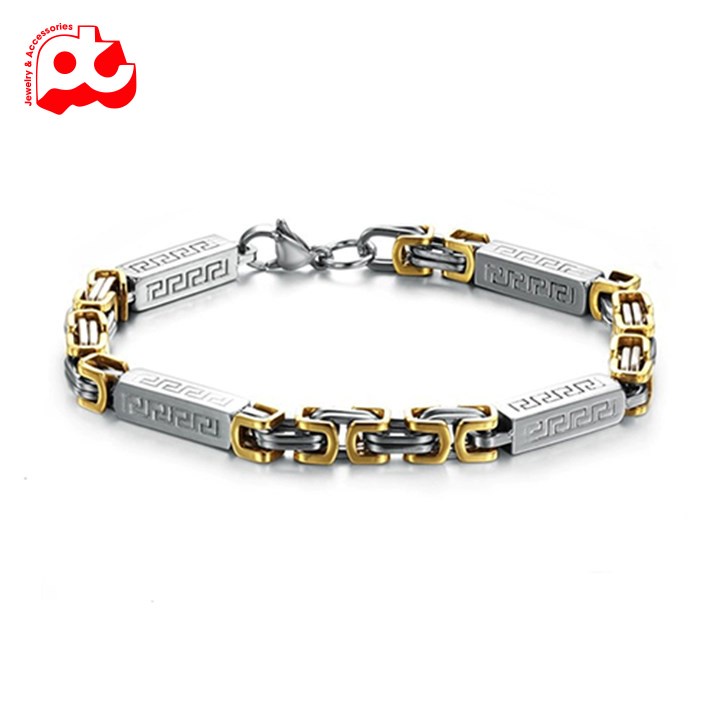 Lắc tay titan nam cao cấp đẹp sang trọng thép không gỉ kiểu ziczac dài PT JEWELRY kích cỡ 7mm PTLTNA93