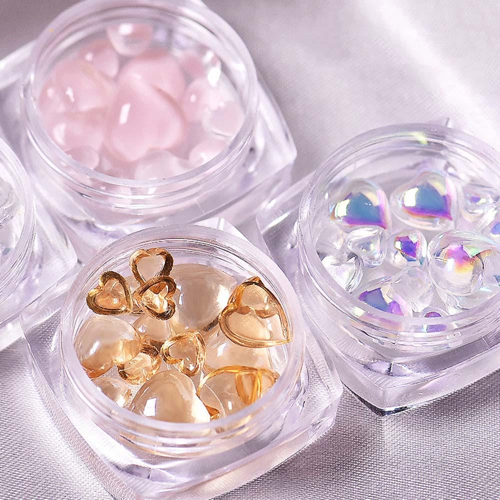 [Hàng mới về] Hạt 3d trang trí móng tay nghệ thuật thiết kế hình trái tim trong suốt phong cách Nhật Bản quyến rũ