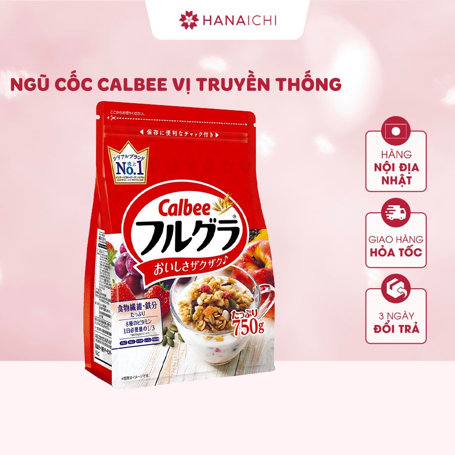 Ngũ Cốc CALBEE Màu Đỏ 750g vị truyền thống/650g ít đường mẫu mới - Nội