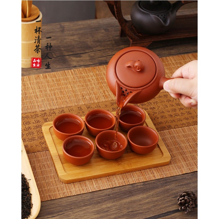 Bộ ấm chén pha trà tử sa Nghi Hưng kèm hộp quà tặng