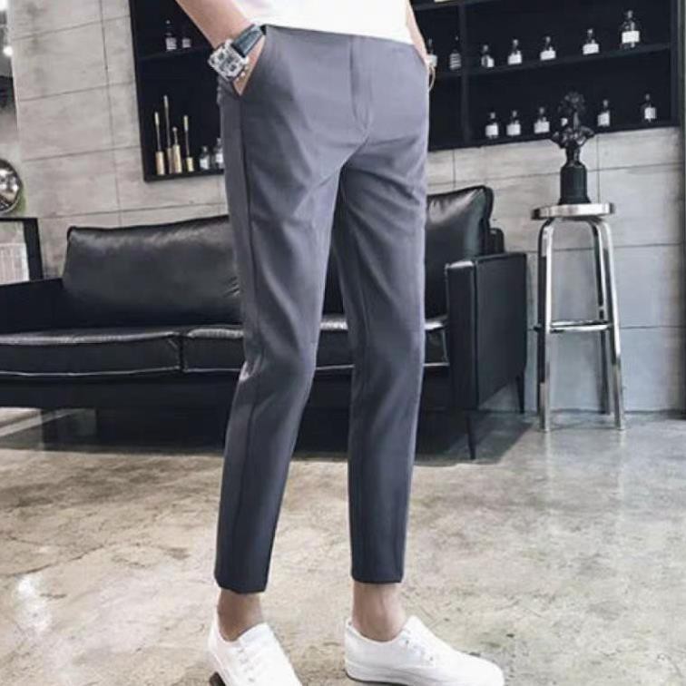 (Hàng sịn) Quần Âu Nam Đẹp KOREA vải mịn co dãn màu ghi nhạt, xám tiêu, đen, xanh đen