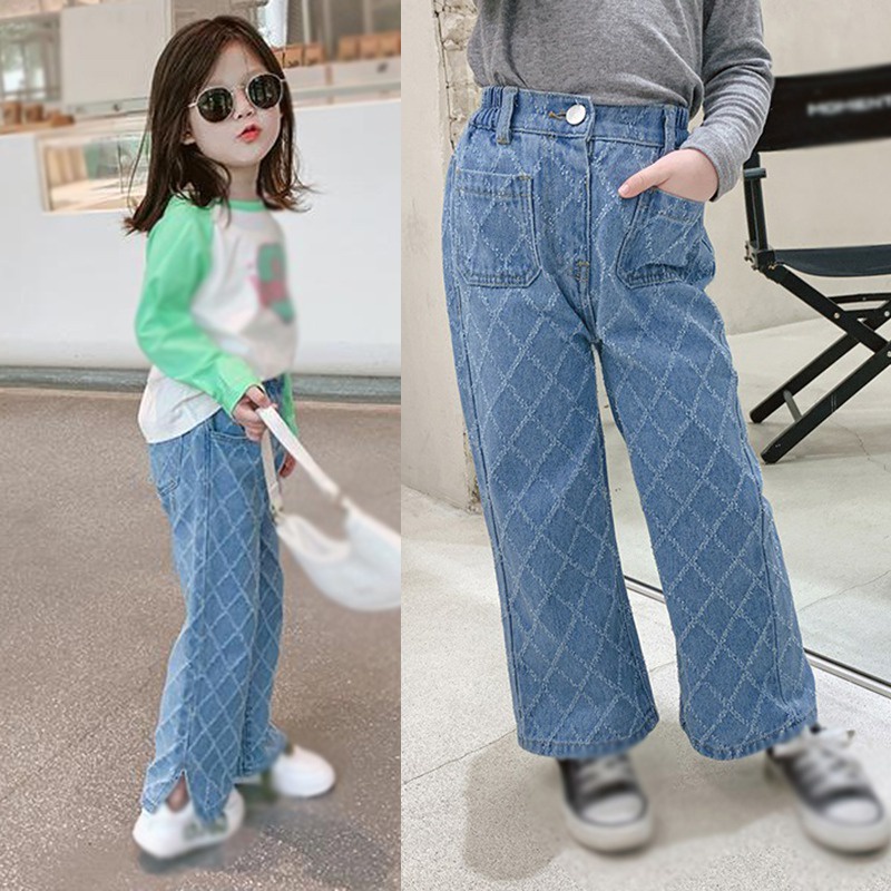 Quần Dài Họa Tiết Ca Rô Phong Cách Hàn Quốc Cho Bé Gái