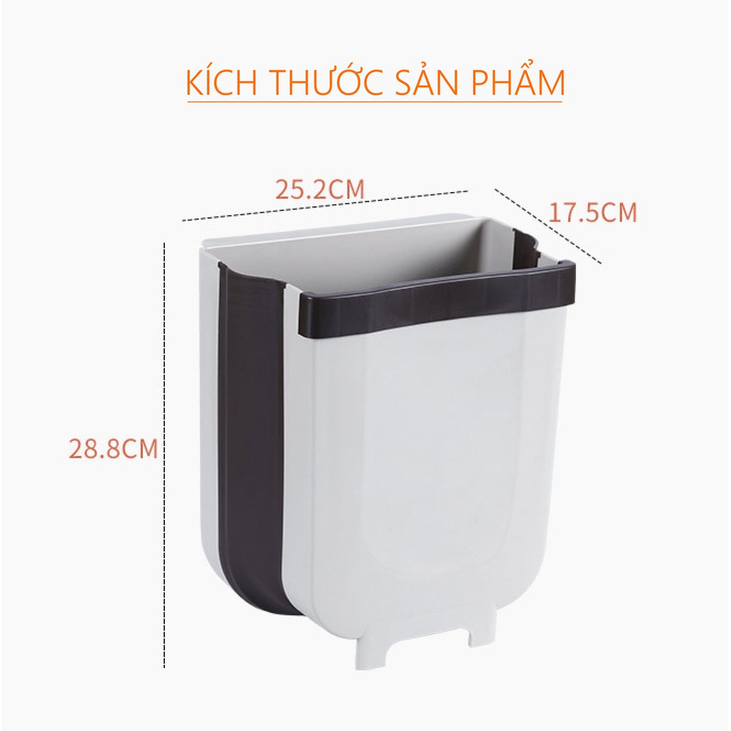 Thùng rác gấp gọn thông minh tiện lợi bằng nhựa đa năng sử dụng cho nhà bếp, nhà tắm,văn phòng