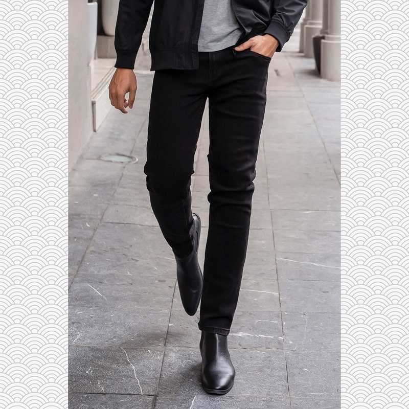 Quần jeans nam slimfit co giãn không phai màu hơi ôm vải bò cao cấp giữ form xanh xám đen trơn CH-QDJE-001-LEB